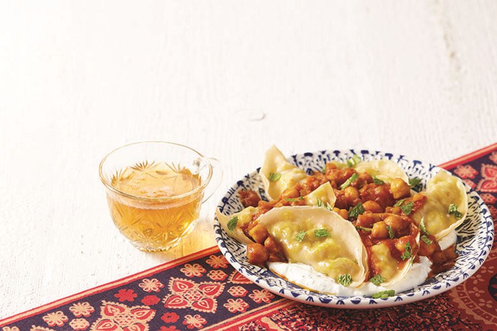 Chicken Dumplings with Chickpea-Tomato Sauce