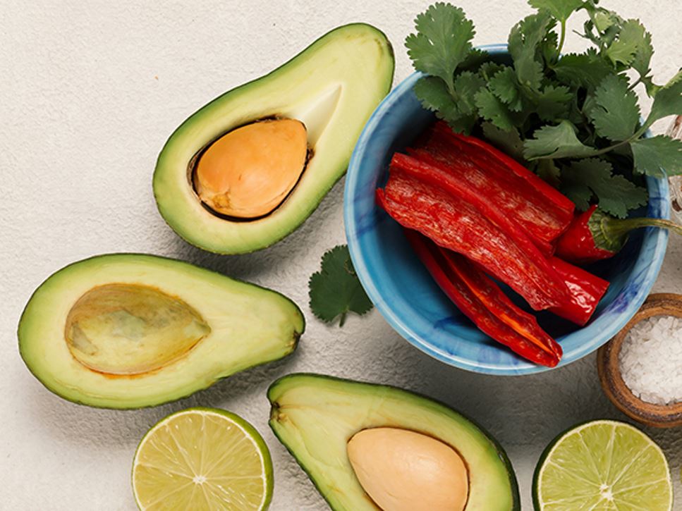 Ingredients for a crabmeat causa include avocado, lime, red bell pepper and cilantro, among others.